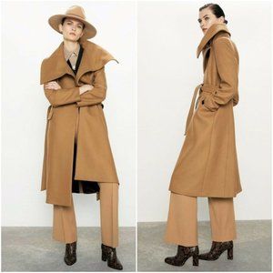 New Zara camel wrap coat wool blend